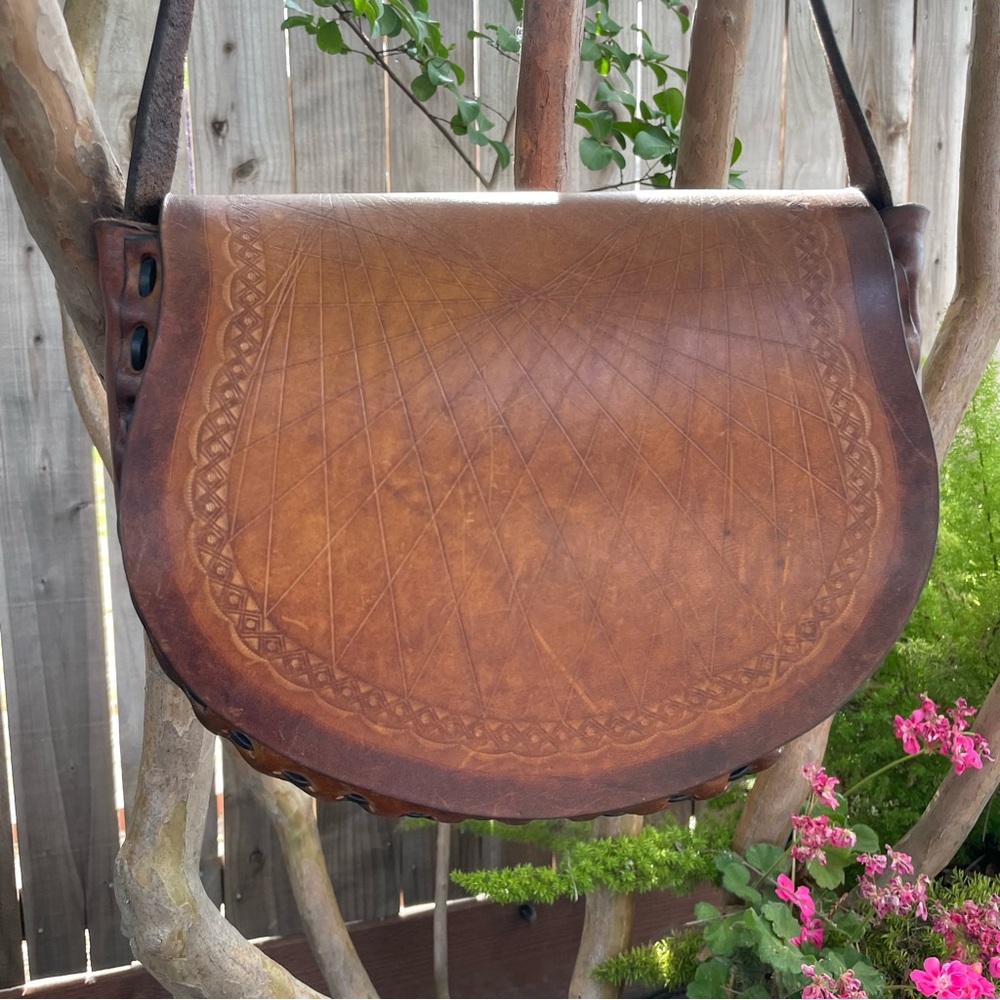 Vintage Leather Handmade Laced Shoulder Bag that has curves for days!!!